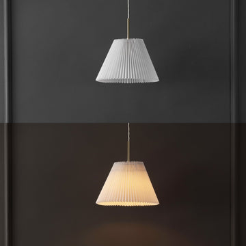 Alden 14.25" 1-Light Classic French Country Iron LED Pendant with Pleated Shade - JONATHAN Y